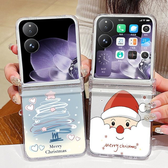 Stoßfeste transparente Handyhülle mit Weihnachtsmann Motiv für Xiaomi Mix Flip aus hartem PC - Bild 1