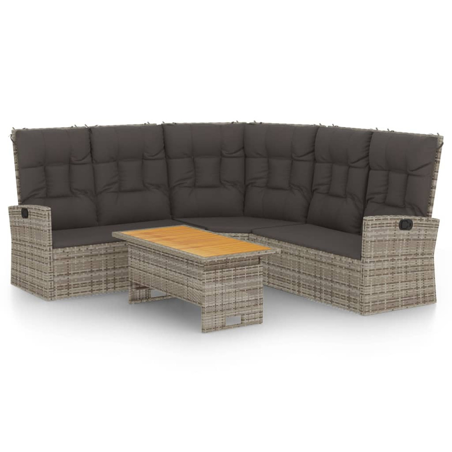 vidaXL 2-tlg Garten-Lounge-Set aus Polyrattan mit Eckbank und Couchtisch in Grau - Bild 3