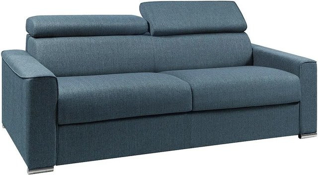 Schlafsofa Vizir von Vente-unique in Blau, modernes Polstersofa mit verstellbarer Kopfstütze, Breite: 216 cm - Bild 1