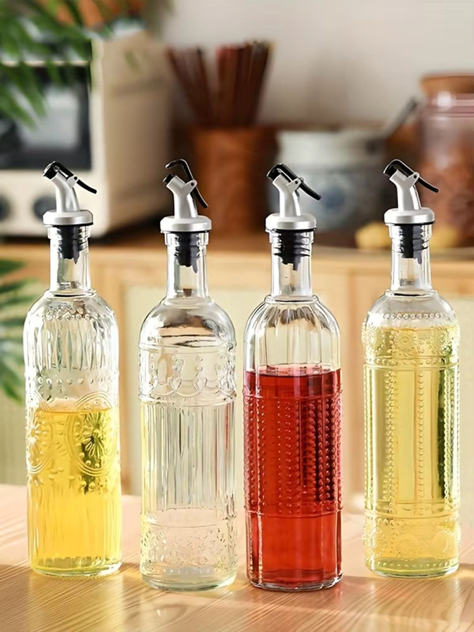 KEMORELA Ölflasche aus Glas, auslaufsicherer Olivenöl-Dekanter in Transparent mit auslauffreiem Ausgießer - Bild 3