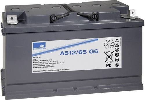 GNB Sonnenschein A512/65 G6 Blei-Gel Akku 12V 65Ah Grau B/H/T: 35,3 x 19,0 x 17,5 cm M6-Schraubanschluss - Bild 1