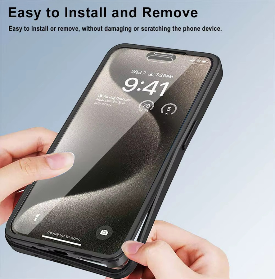 Transparente magnetische Schutzhülle mit 360-Grad-Vollschutz und Bildschirmschutz für Apple iPhone, Farbe: Transparent/Lila - Bild 6