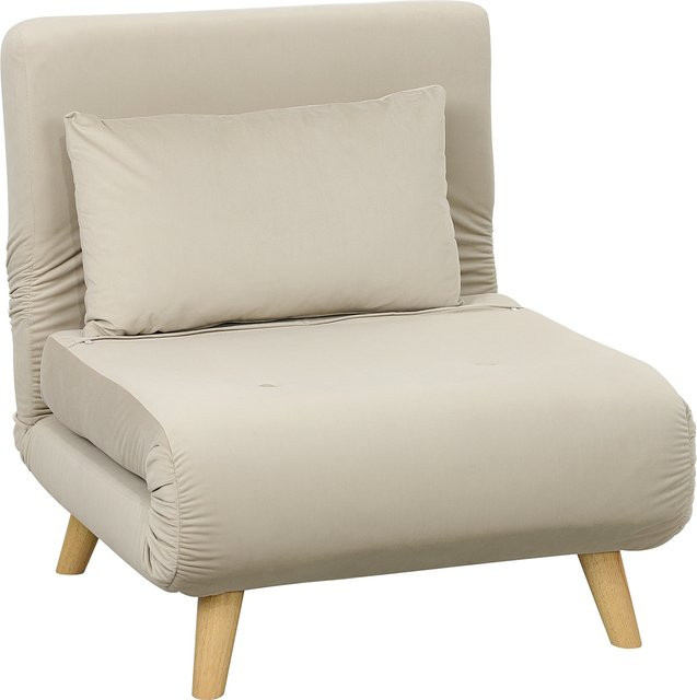 HOMCOM 3 in 1 Schlafsessel Klappbar mit Bettfunktion und verstellbarer Rückenlehne in Samtoptik, Beige, B: 72 cm, T: 78 cm, H: 79 cm - Bild 1