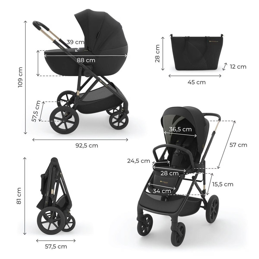 Kinderkraft Kombikinderwagen Trio-Set PRIME 3 3in1 mit Babyschale MINK PRO 2 in Schwarz - Bild 3