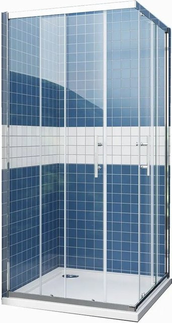 Duschparadies Eckdusche mit Schiebetür und Eckeinstieg aus 6mm ESG Sicherheitsglas in Transparent, B/T/H: 76 x 76 x 195 cm - Bild 1
