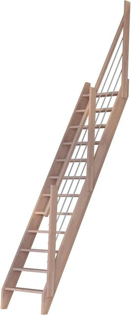 StarWood Treppe Basic Geländer aus Buche und Edelstahl in Braun, Länge: 300 cm - Bild 1
