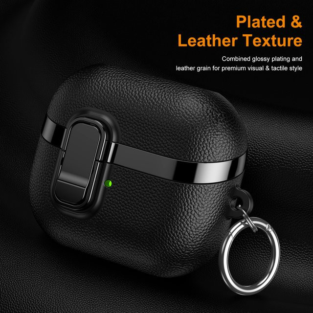 Samsung Galaxy Buds 3/3 Pro FE Schutzhülle aus Leder-Textur in Schwarz und Grün mit Verschluss - Bild 1