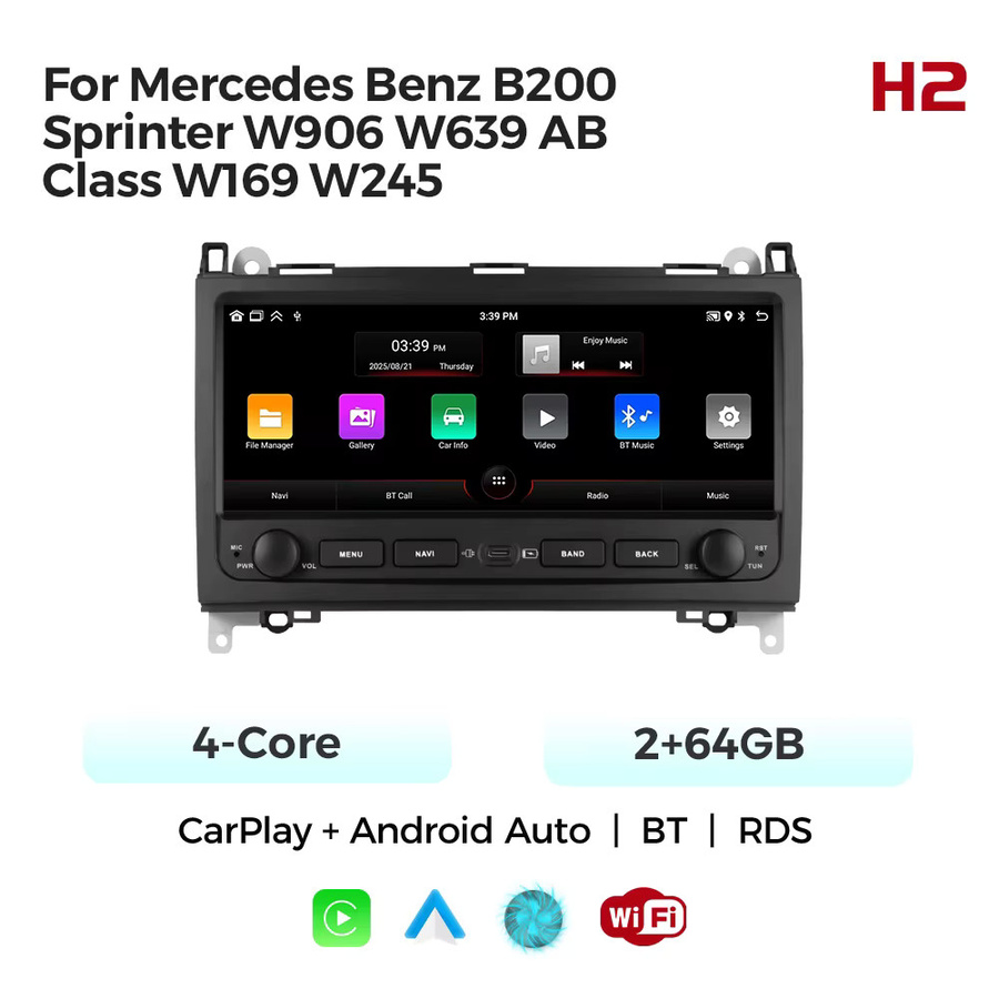 MEKEDE Kabelloses CarPlay und Android Auto Autoradio mit 10,26 Zoll Display, GPS-Navigation und Bluetooth für Mercedes Benz B200 Sprinter W906 W639 AB Klasse W169 W245, Schwarz - Bild 7