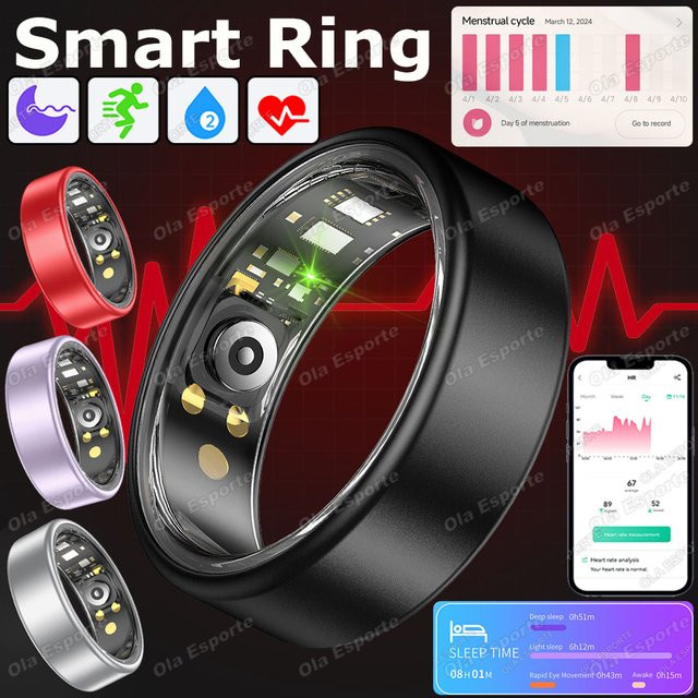 Ola Esporte Smart Ring in Pink mit Gestensteuerung, Videoaufnahme, 5ATM Wasserdichtigkeit sowie Herzfrequenz- und Blutdrucküberwachung für Unisex - Bild 1