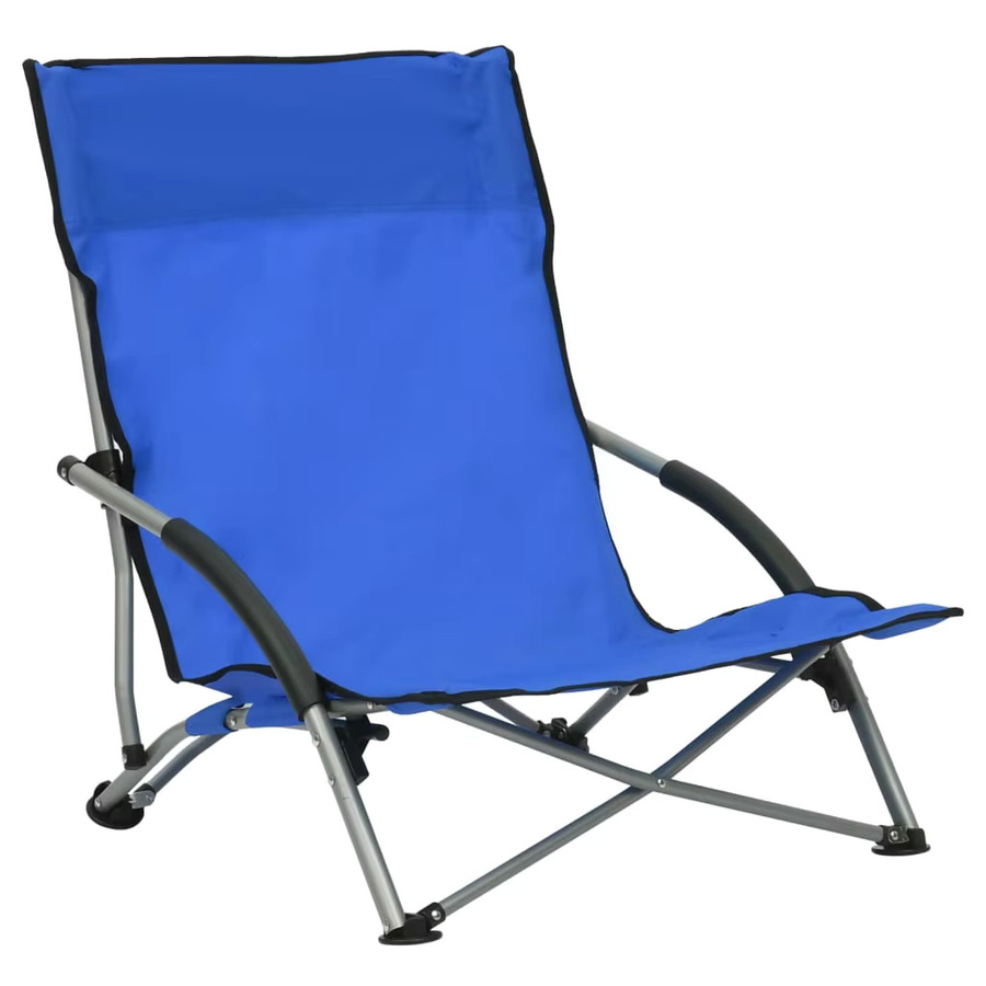 VIDAXL 2er-Set zusammenklappbare Strandstühle aus blauem Outdoor-Stoff mit Armlehnen und pulverbeschichtetem Stahlgestell - Bild 2