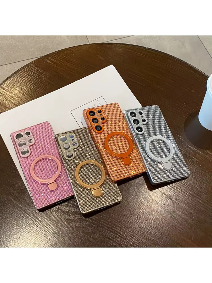 Luxuriöse Bling-Diamanten-Linsenhülle mit Ständer für Samsung Galaxy S26 Ultra S25 S24 S23 Plus FE A57 A07 A56 in Silber - Bild 4