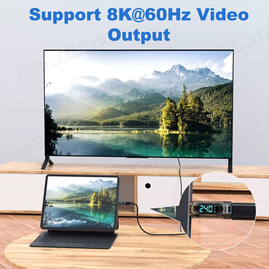 MCGILLON USB Typ-C Adapter mit digitaler LED-Anzeige, PD 240 W und 40 Gbit/s Leistungsmesser, Blau - Bild 5