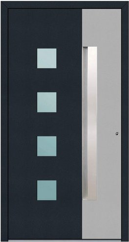 KNOCK Aluminium-Haustür Marte mit Glaseinsatz in Anthrazit und Graubeige, Höhe: 210 cm, Breite: 90 cm, Tiefe: 110 cm - Bild 1