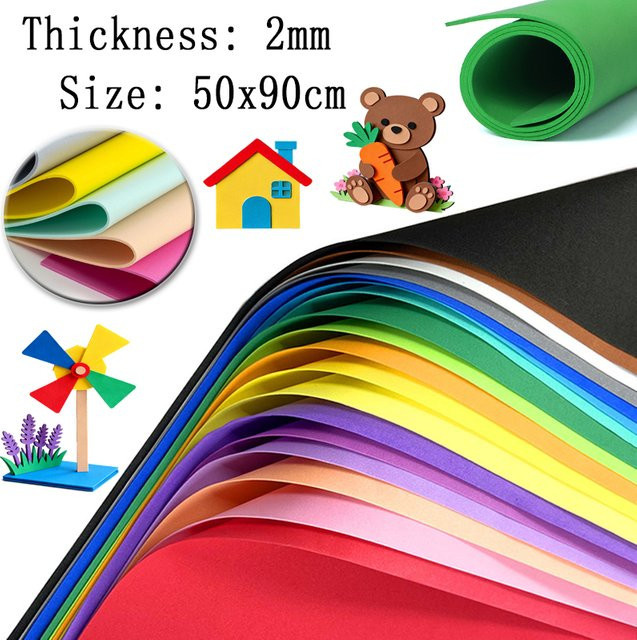 Bunte EVA-Schaumstoffplatten für Cosplay und DIY-Bastelprojekte, 2mm Dicke, B/H: 90 x 50 cm, Orange und Multicolour - Bild 1