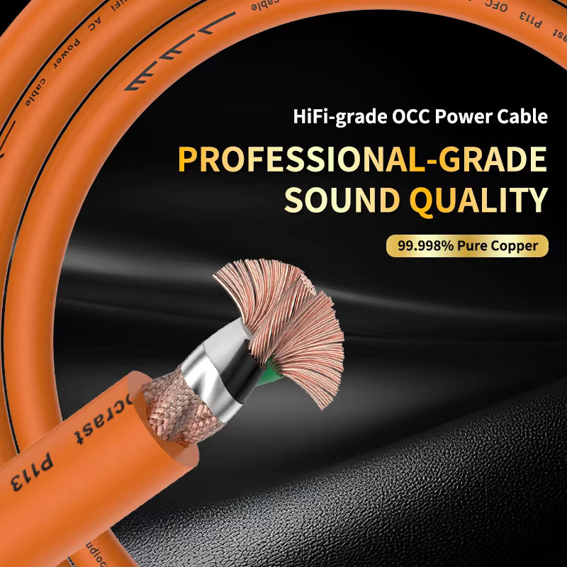 Audiocrast P113 Signature Edition 6N OCC Hi-End Audio-Stromkabel in Orange für Verstärker und Vorverstärker - Bild 2