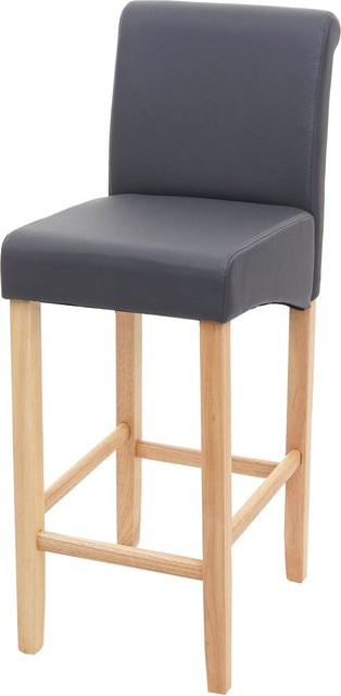 Barhocker MCW-C33 in Grau Matt mit Kunstleder und Holzbeinen im Retro-Look, B/T/H: 39,0 x 53,0 x 105,0 cm - Bild 1