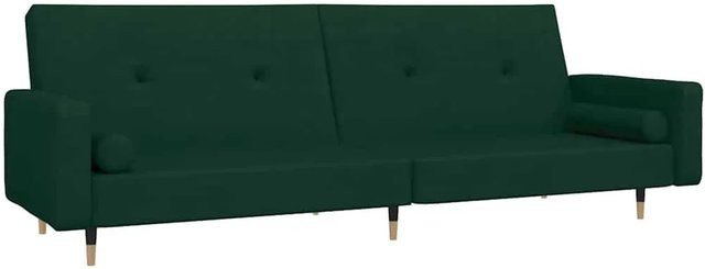 vidaXL Schlafsofa 2-Sitzer Click-Clack mit 2 Kissen aus Samt in Dunkelgrün - Bild 1