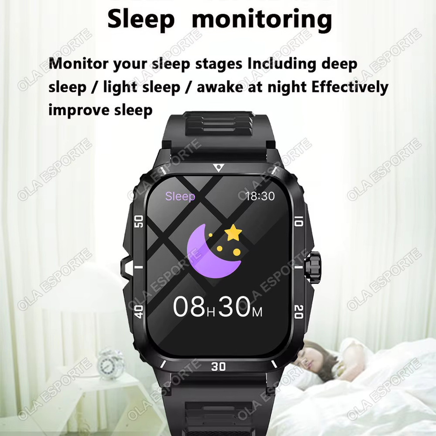 Ola Esporte Smartwatch, Schwarz, Edelstahl, Silikon, Herren - Bild 4