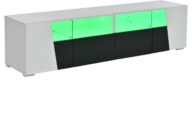 okwish TV Schrank in Weiß mit Hochglanz-Finish und integrierter LED-Beleuchtung für dein Wohnzimmer, B/T/H: 180 x 38,5 x 45 cm - Bild 1