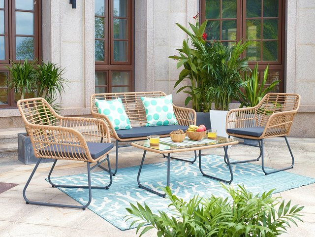 TPFGarden Sitzgruppe MARELLO in Multicolour bestehend aus 2 Stühlen mit Sitzkissen, 1 Bank mit Bankauflage und 1 Couchtisch - Bild 1
