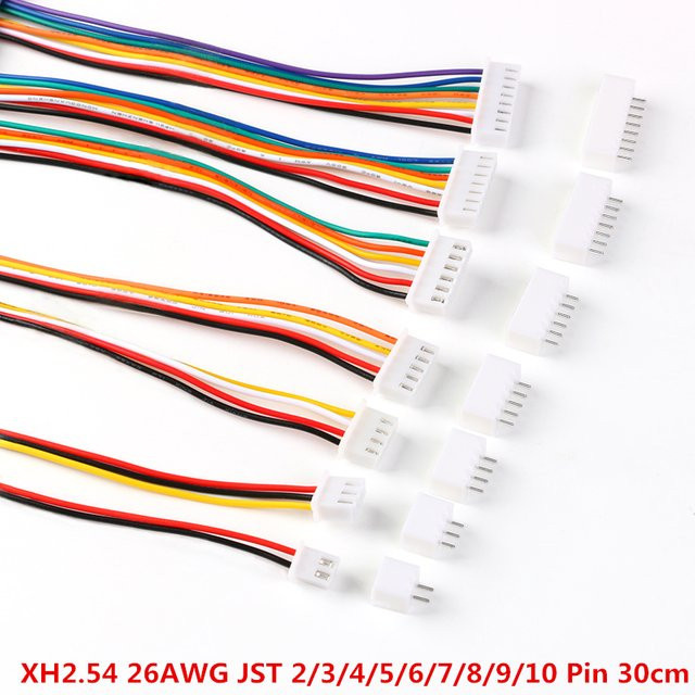 10 Sets JST XH2.54 Kabel Anschluss Set mit 2 bis 10 Pin Männlich und Weiblich Steckdose, 300mm Draht 26AWG, Mehrfarbig - Bild 1