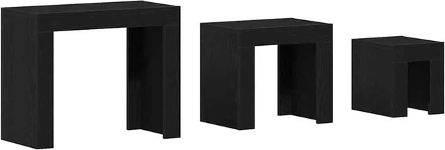 vidaXL Nestingtisch Set aus 3 Stück in Schwarzer Eiche, modern und rechteckig, Holzwerkstoff, B/T/H: 61 x 30 x 50 cm - Bild 1
