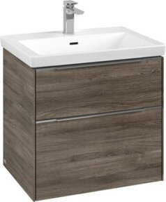 Villeroy & Boch Waschtischunterschrank Subway 3.0 in Eiche glänzend braun, Wandmontage mit integrierter LED-Beleuchtung und Schubladen, B/T/H: 62,2 x 57,6 x 47,8 cm - Bild 1