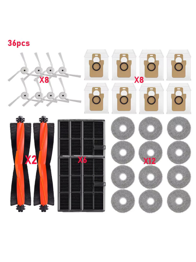 Xiaomi Mijia M40 D110CN Roboterstaubsauger Zubehör-Set in Multicolor: Wischpads, Staubbeutel, Haupt- und Seitenbürsten sowie HEPA-Filter aus Kunststoff - Bild 2