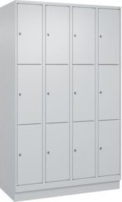 C+P Schließfachschrank Classic PLUS mit Sockel, 4 Abteile, Grau, B/T/H: 120 x 50 x 195 cm - Bild 1