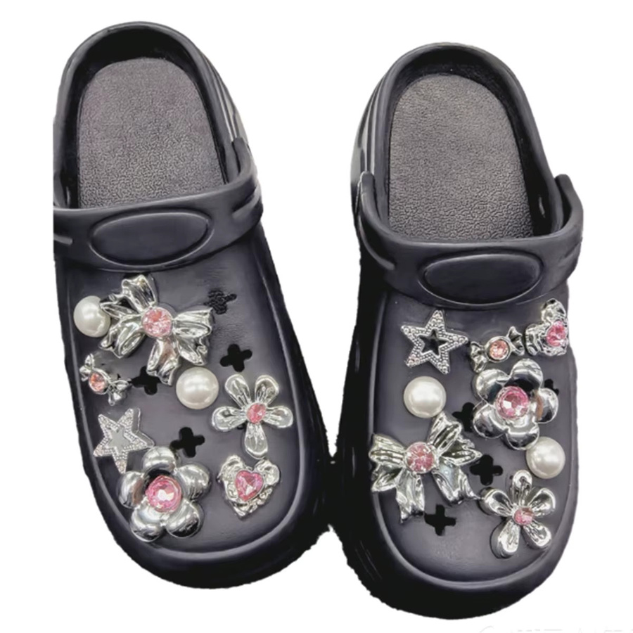 LIN KING Schuh-Charms-Set, Glitzer-Blumen-Schleifen, Herz und Stern, Unisex - Bild 5