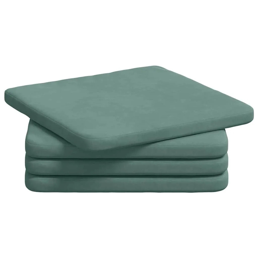 vidaXL Sitzkissen Set 4 Stück aus Samt in Meergrün, B/T/H: 40 x 40 x 3 cm, ergonomisch und waschbar - Bild 2