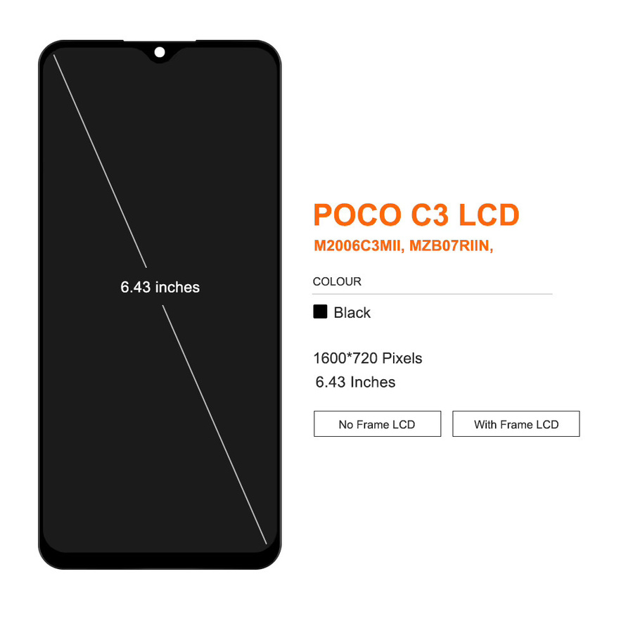 Xiaomi Poco C3 LCD Display Touchscreen Baugruppe Ersatzbildschirm in Schwarz 6.43 Zoll - Bild 3