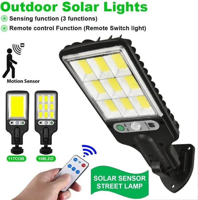 LONGRIVER Solar-COB-LED-Wandleuchte mit Bewegungsmelder in Schwarz für Garten und Hof - Bild 1