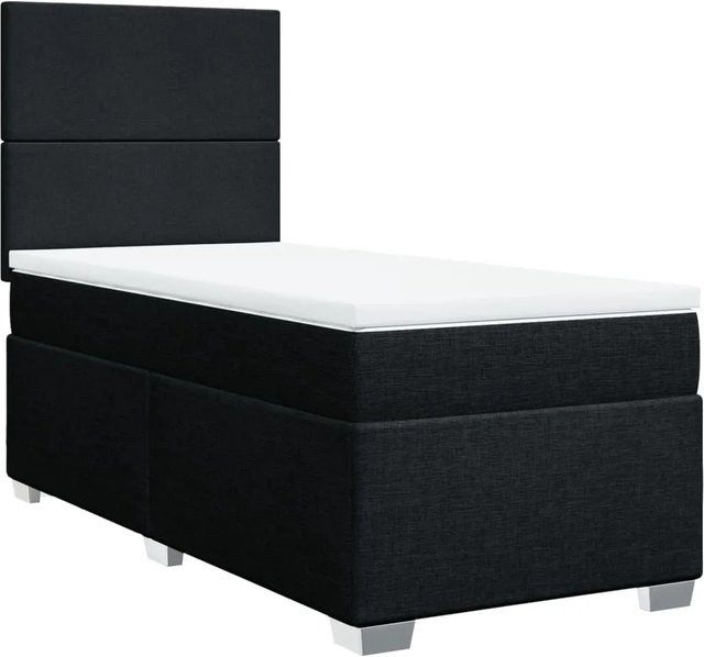 vidaXL Boxspringbett Hybrid mit Matratze und USB-Ladeport, Schwarz, B/T/H: 80 x 200 x 150,5 cm - Bild 1