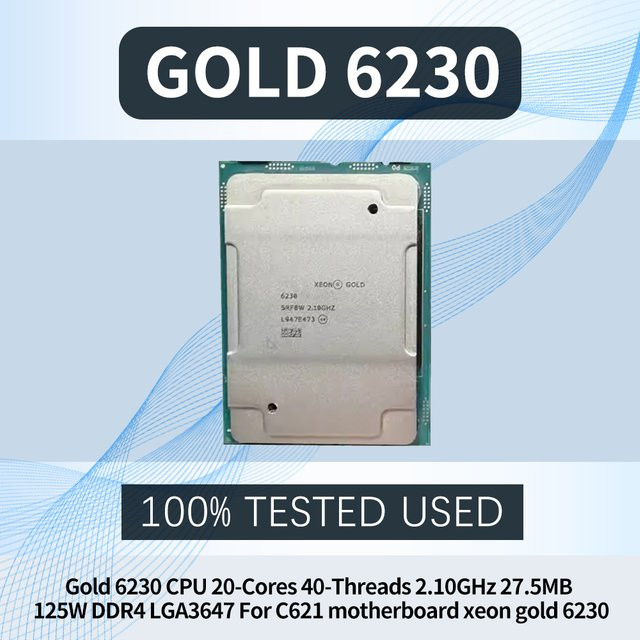 Intel Xeon Gold 6230 Prozessor mit 20 Kernen und 40 Threads, 2,10 GHz, 27,5 MB Cache, LGA3647 Sockel für C621-Motherboards - Bild 1