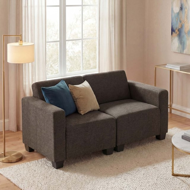 Modularer 2-Sitzer Sofa Couch Moncalieri von MCW in Braun mit Textilbezug - Bild 1