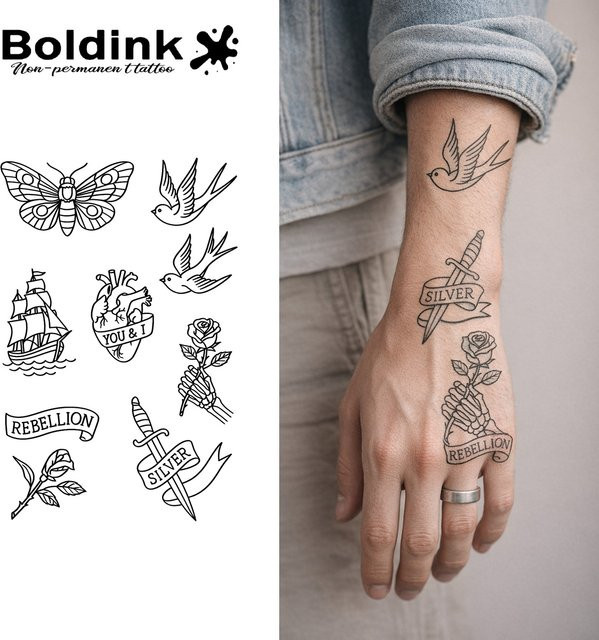 BOLDINK Love & Freedom Tattoo-Aufkleber, Unisex - Bild 1