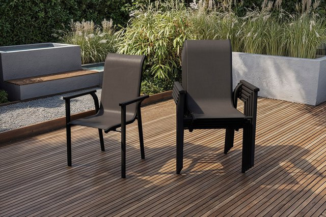 Kettler BasicPlus Pro Stapelsessel 6er-Set in Anthrazit aus Aluminium und Textilene, B/T/H: 70 x 65 x 99 cm - Bild 1