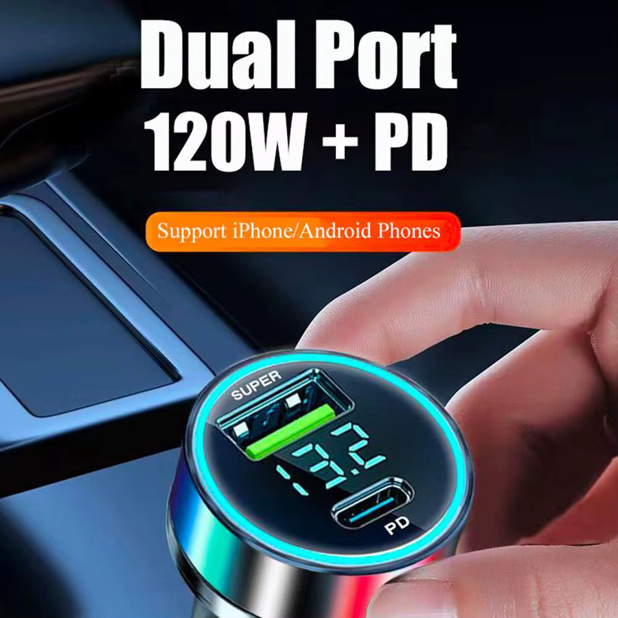 120 W PD Autoladegerät mit QC3.0 Schnellladung und Digitalanzeige, 5-Port Auto-Zigarettenanzünder-Stecker für blitzschnelles Laden - Bild 5