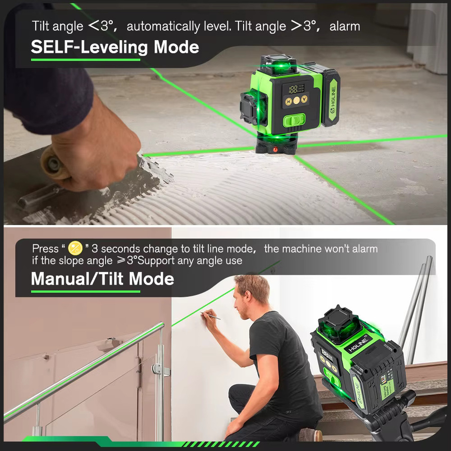 HGLINE 16 Linien 4D-Laser-Wasserwaage mit APP-Fernbedienung, selbstnivellierend, 360-Grad-Laser und 6000 mAh Li-Ionen-Akku - Bild 5