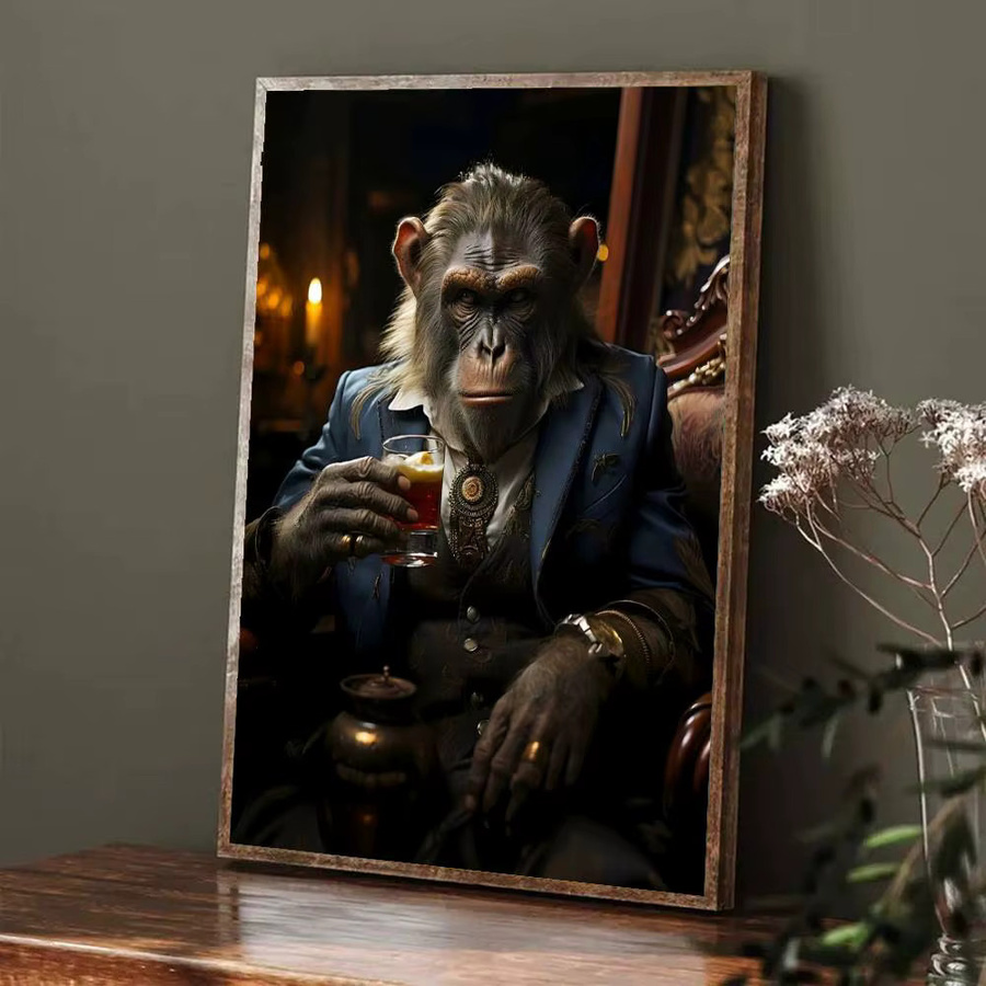 Vintage Gangster Billard Affe mit Rauch Poster und Aufkleber als Kunst Wandmalerei Dekor - Bild 5