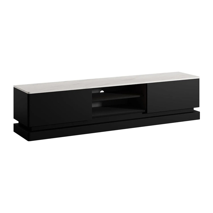 TV-Board Devika Vente-unique in Schwarz-Weiß mit Marmor-Optik, Breite: 190 cm - Bild 2