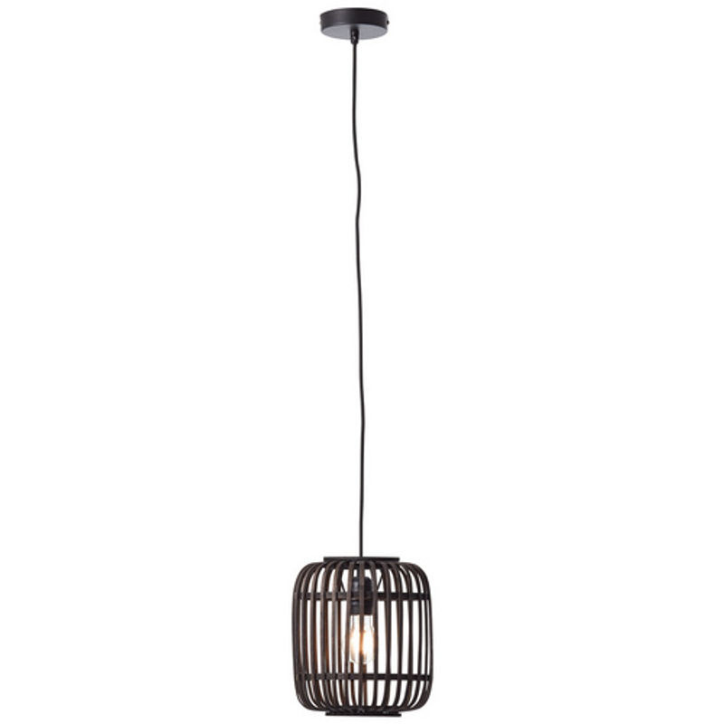 Brilliant Woodrow Pendelleuchte 1-flammig Schwarz Braun aus Holz und Metall mit E27 Fassung, Durchmesser: 21 cm - Bild 2