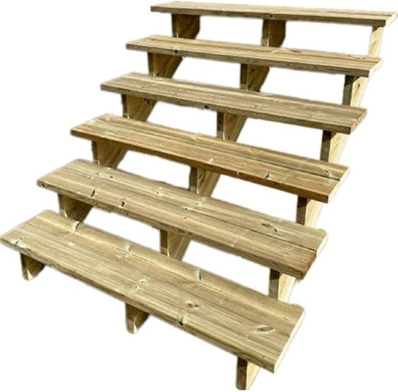 Vinuovo Holztreppe mit 6 Stufen in Braun, Höhe: 105 cm, Breite: 140 cm, ohne Setzstufen - Bild 1
