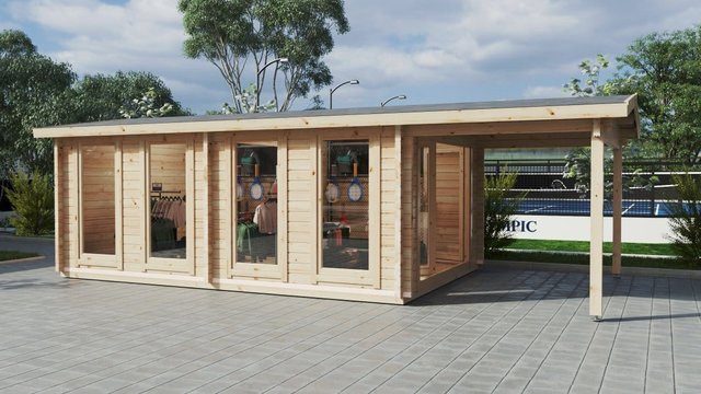 Modernes Gartenhaus David 2 aus Holz mit Vordach, B/T/H: 800 x 400 x 250 cm - Bild 1