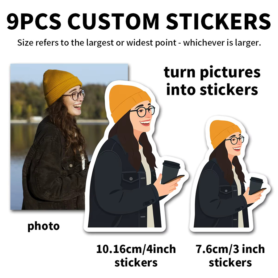 9 individuelle Fotoaufkleber in Comic-Optik für DIY Scrapbook und Bastelarbeiten, Mehrfarbig - Bild 3