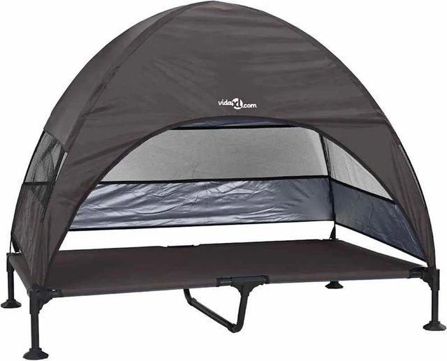 vidaXL Hochgelegtes Hundebett Braun aus Stoff und Metall B/T/H: 127 x 81 x 108 cm - Bild 1