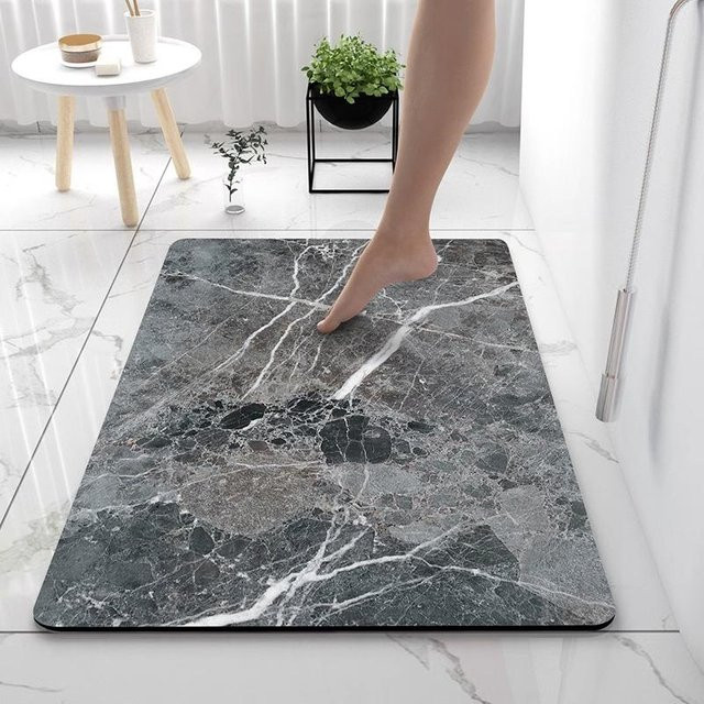 Anti-Rutsch Badezimmer-Bodenmatte aus Diatomeenerde von Yiran Furniture, wasserabsorbierend und schnelltrocknend, B/T: 60 x 40 cm - Bild 1