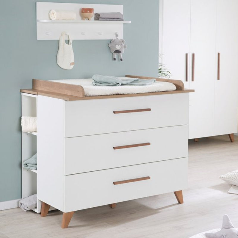 Roba Wickelkommode Ole breit in Eiche in Braun und Weiß mit Sicherheitsbügel und Wickelauflage, B/T/H: 110 x 75,5 x 98 cm - Bild 2