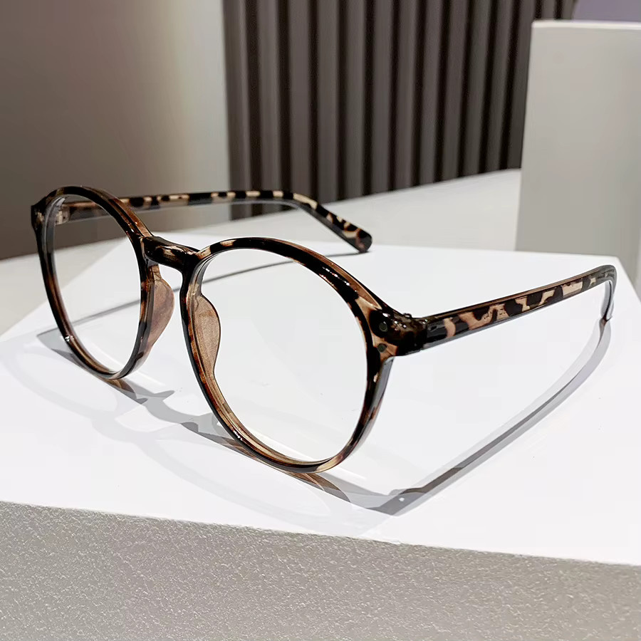 RELEN Korrektionsbrille, Unisex, Rund, Vollrand, Kunststoff, Leopard Print, Braun - Bild 2